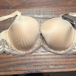 Wacoal bra, nude with taupe lace overlay. 36DDD